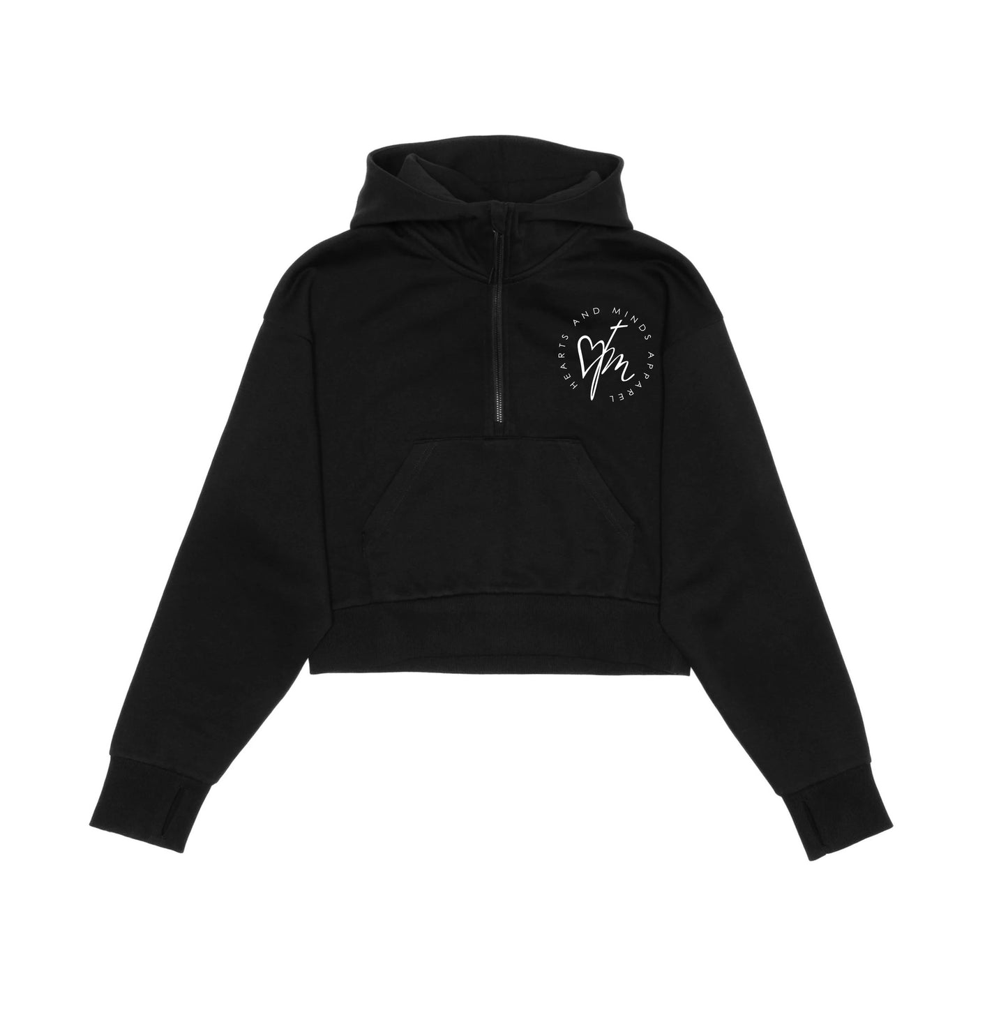 Hearts and Minds Logo Cropped Scuba 1/2 Zip Hoodie